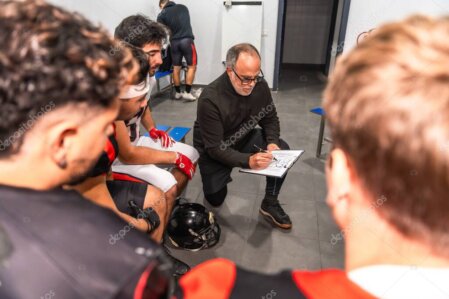 Vereinsteam in der Kabine